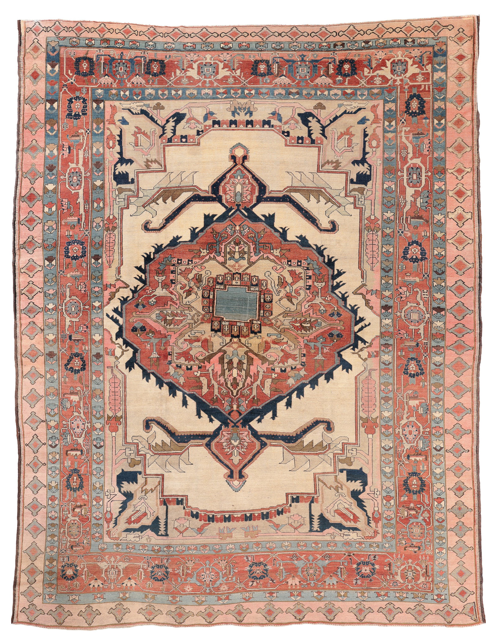 Fine Early Serapi Rug, Persia, 19th C., 10'8'' x 14'0'': Fine Early Serapi Rug, Persia, 19th C., 10'8'' x 14'0'' (325 x 427 cm). Weight: 62 lbs. Material: wool pile, cotton warp, cotton weft.