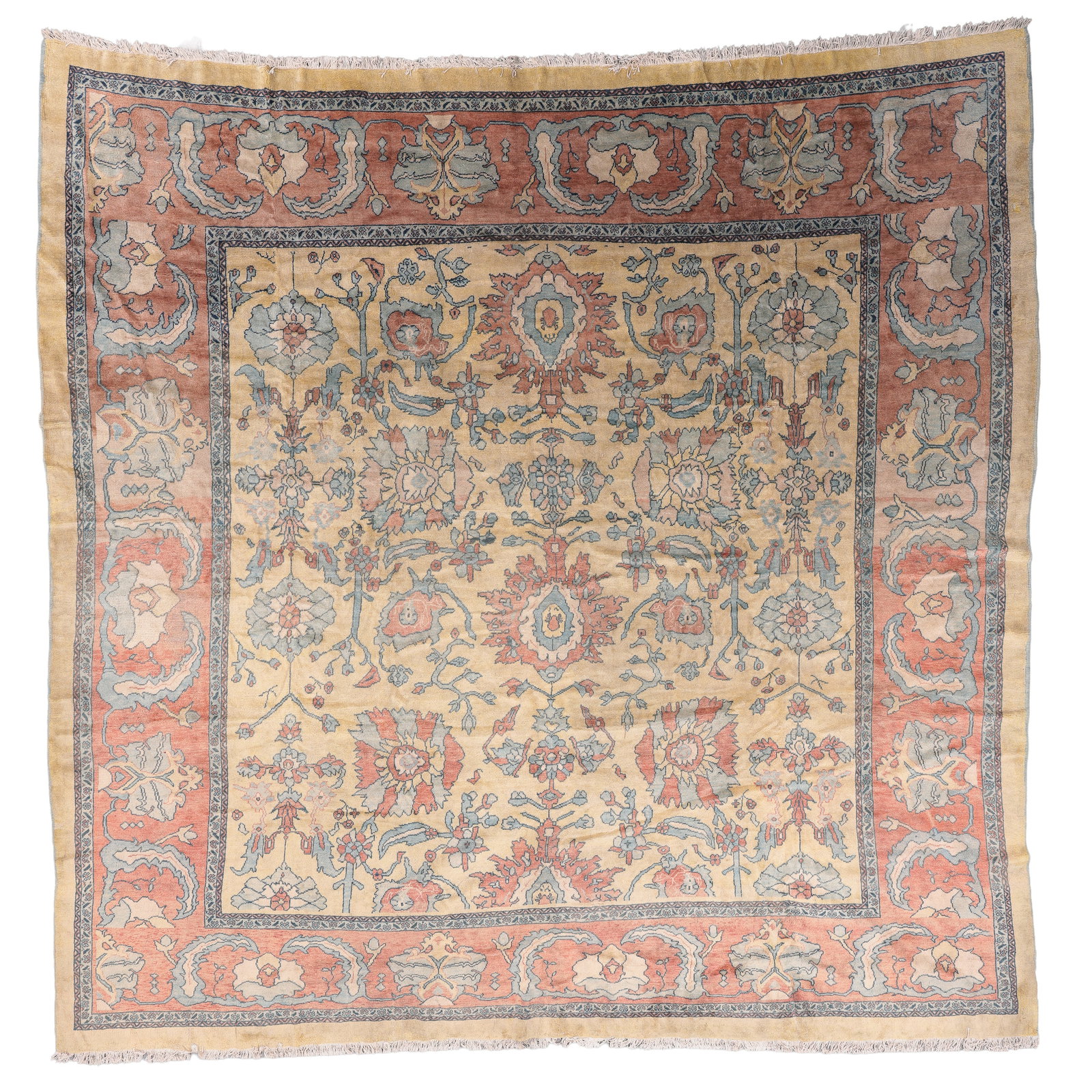 Mahal Rug, Persia, Late 20th C., 12'3'' x 12'6'': Mahal Rug, Persia, Late 20th C., 12'3'' x 12'6'' (373 x 381 cm). Weight: 58 lbs. Material: wool pile, cotton warp, cotton weft.