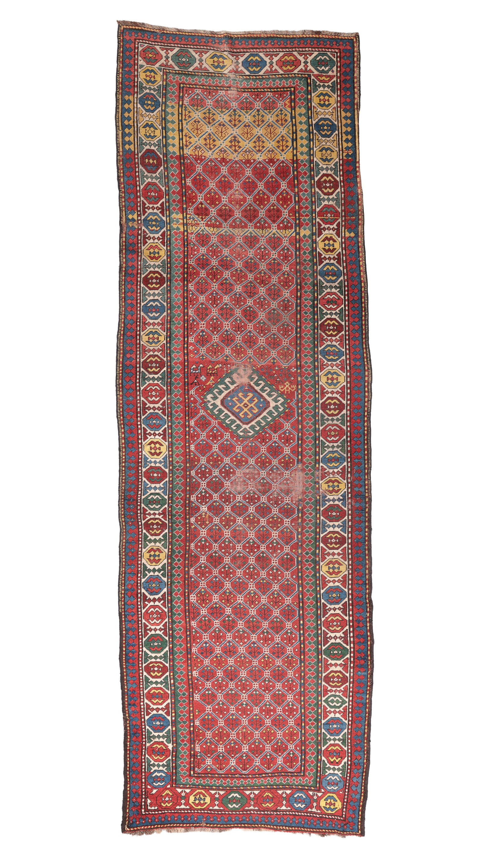 Kazak Long Rug, Caucasus, Ca. 1880, 3'10'' x 12'1'' (1 of 6)