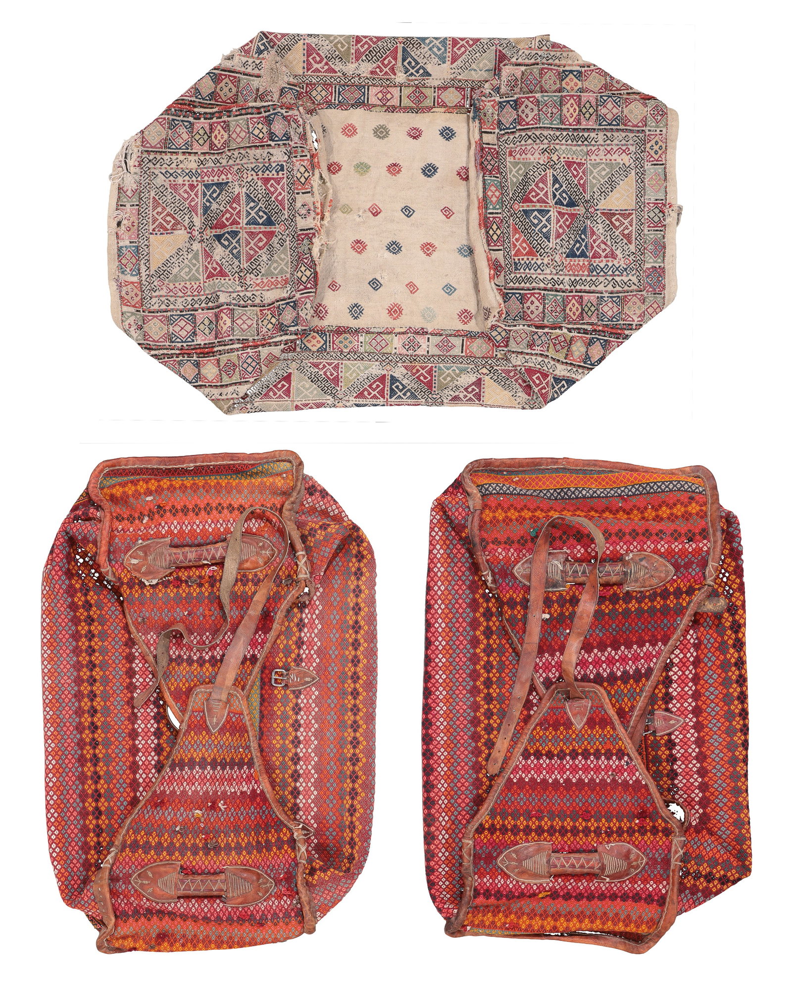 Group of 3 Mafrash/Beshik Transport Carriers, Transcaucasus/NW Persia,: Group of 3 Mafrash/Beshik Transport Carriers, Transcaucasus/NW Persia, Late 19th/Early 20th C., Wool. Largest Size: 21'' x 17'' x 42'' (53 x 43 x 107 cm).Weight: 33 lbs.