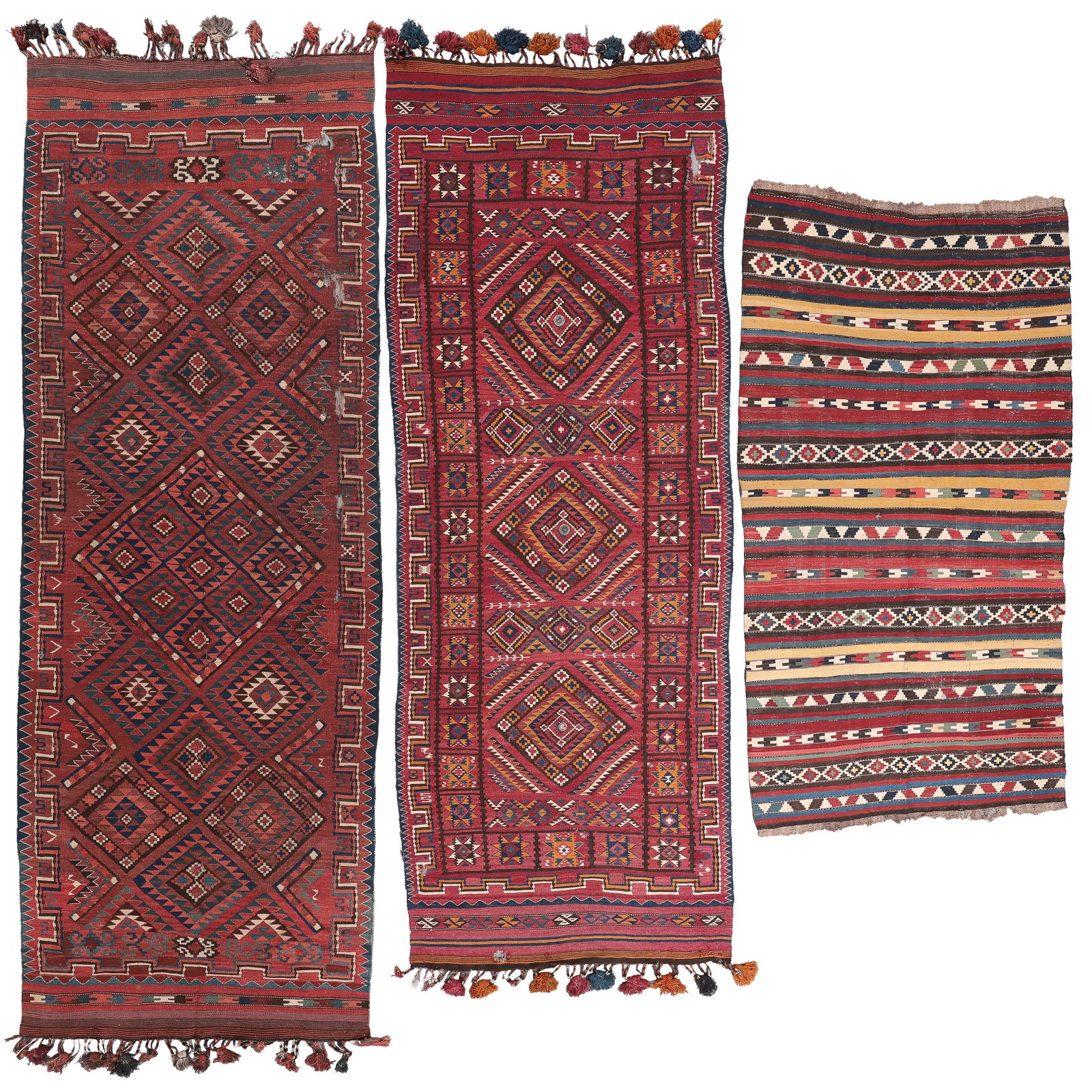 Estate Group of 3 Central Asian & Caucasian Kilims, , Late 19th/Early 20th C. (1 of 7)