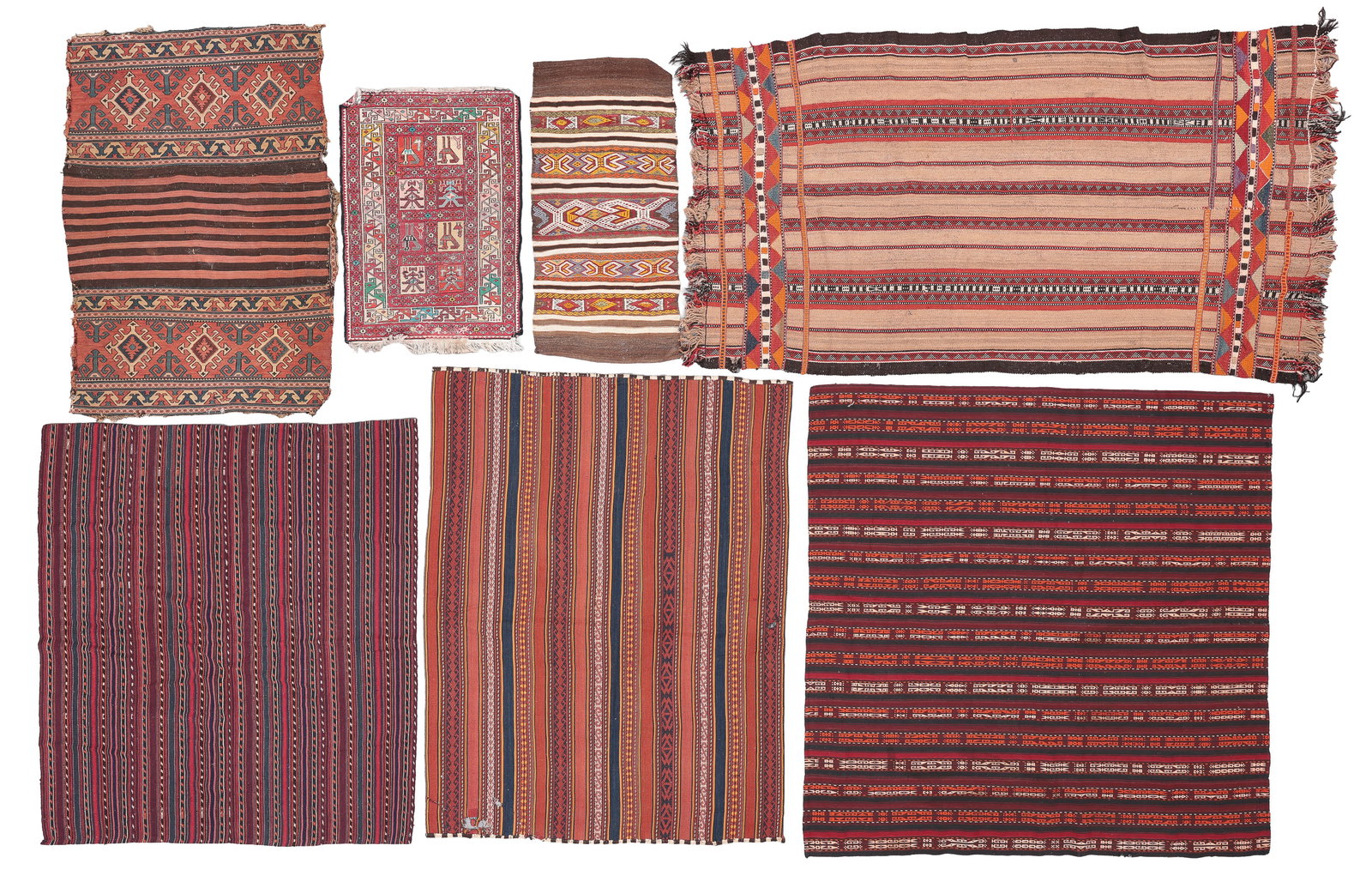 Group of 7 Flatweaves/Trappings, Persia, Transcaucasus, Late 19th to Mid 20th C (1 of 7)