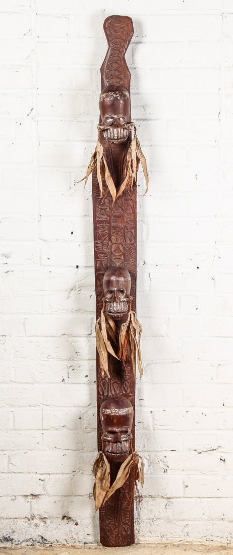 Skull Totem: Skull Totem. Size: 65" x 5.5" x 4" (166 x 14 x 11 cm).