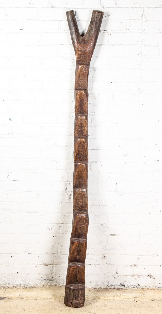 Old West African Granary Ladder: Old West African Granary Ladder. Size: 73.5" x 10" x 7" , 187 x 26 x 18 cm.