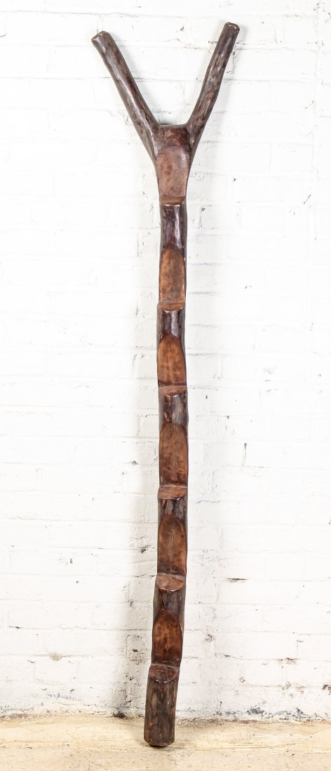 Old West African Granary Ladder: Old West African Granary Ladder. Size: 70.5" x 14" x 3.5" , 179 x 36 x 9 cm.