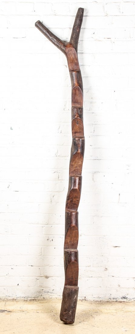 Old West African Granary Ladder: Old West African Granary Ladder. Size: 77" x 12.5" x 4.5" , 196 x 32 x 12 cm.