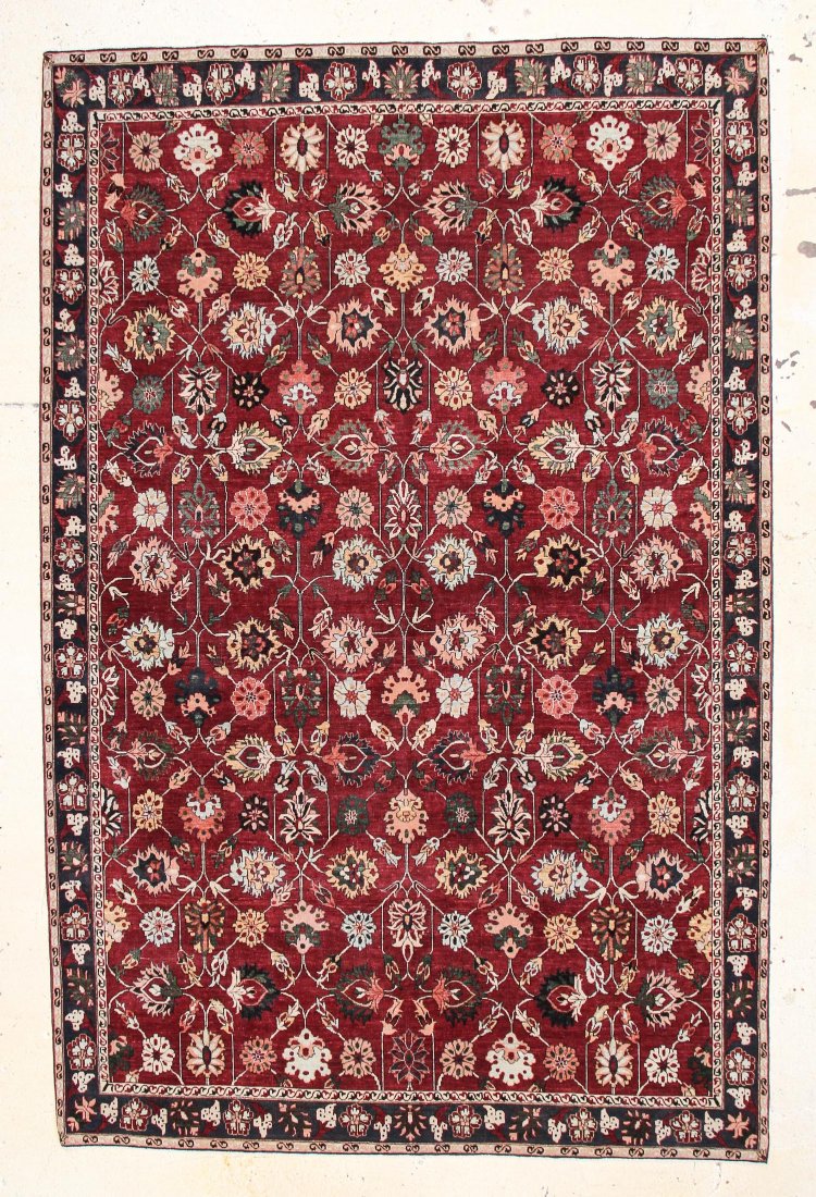 Classical Agra Carpet: 7'5" x 11'3": Classical Agra Carpet, India, wool, natural dyes, revival of early Deccan carpet design. Size: 7'5" x 11'3". Cost for us to pack and ship this item via UPS GROUND in the continental USA (includes insu
