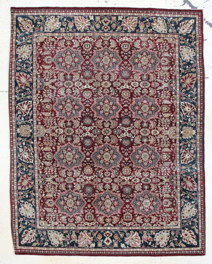 Classical Agra Carpet: 8'11" x 11'4": Classical Agra Carpet, India, wool, natural dyes. Size: 8'11" x 11'4". Cost for us to pack and ship this item via UPS GROUND in the continental USA (includes insurance and signature required): $100.