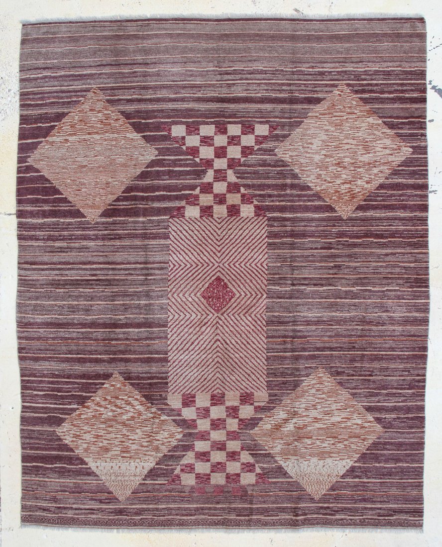 Turkish Village Rug: 10'2" x 12'7": Turkish Village Rug, 20th c; playful, whimsical design; excellent colors, thick, lustrous wool. Size: 10'2" x 12'7", 3.10 x 3.84 m.