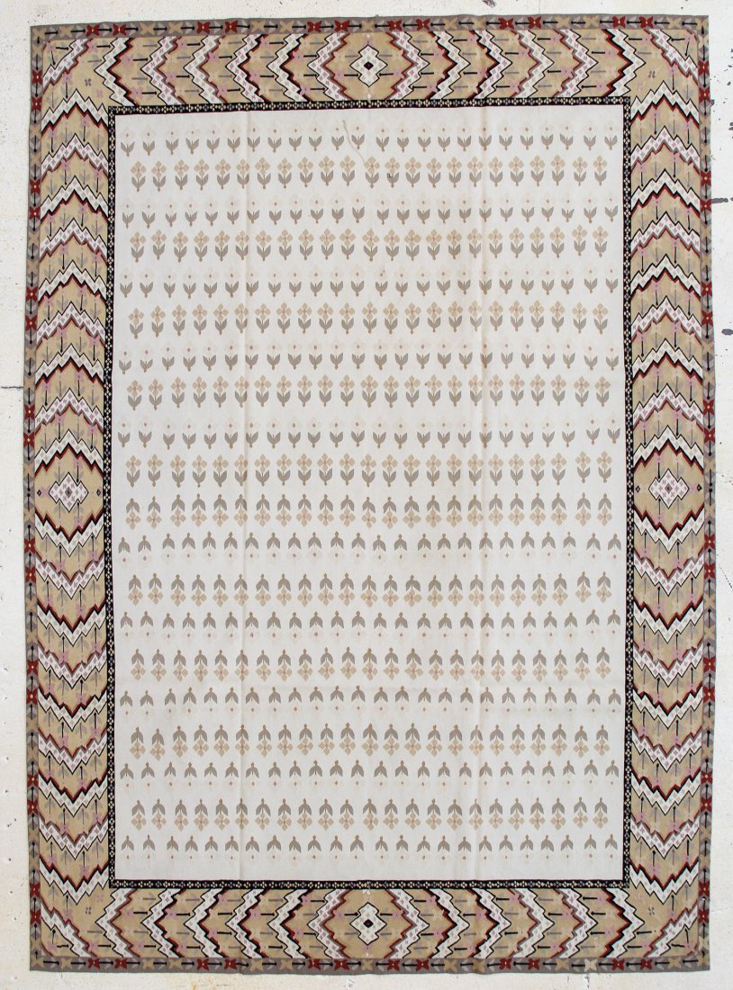 European Style Aubusson Carpet: 9' x 13': European Style Aubusson Carpet, wool. Size: 9' x 13'. Provenance: Michaelian & Kohlberg. Founded in 1921, Michaelian and Kohlberg has operated looms and designed carpets in virtually every traditional