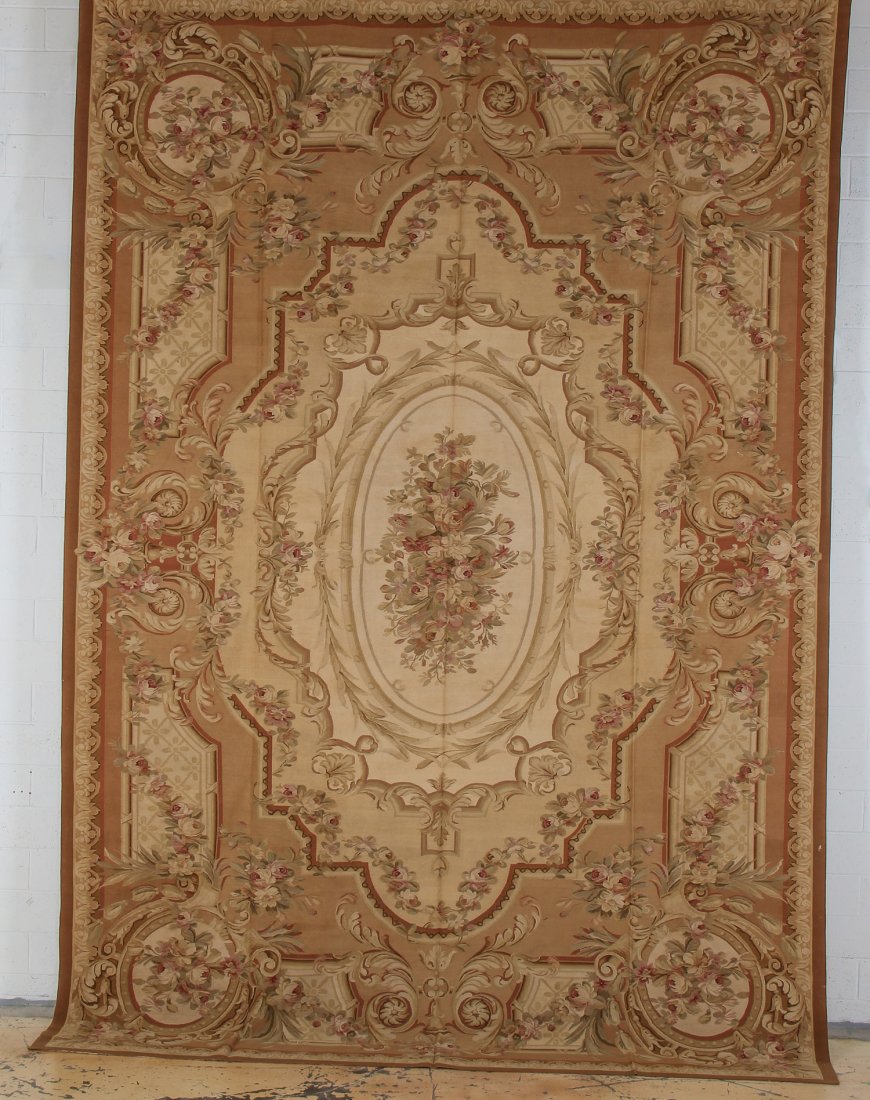 European Style Aubusson Carpet: 12' x 17': European Style Aubusson Carpet, wool. Size: 12' x 17'. Provenance: Michaelian & Kohlberg. Founded in 1921, Michaelian and Kohlberg has operated looms and designed carpets in virtually every traditiona