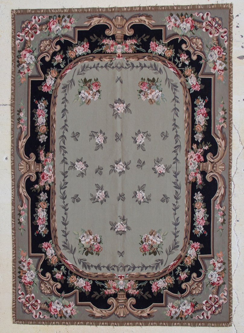 European Style Aubusson Carpet: 6'8" x 9'6": European Style Aubusson Carpet, wool. Size: 6'8" x 9'6". Provenance: Michaelian & Kohlberg. Founded in 1921, Michaelian and Kohlberg has operated looms and designed carpets in virtually every traditio