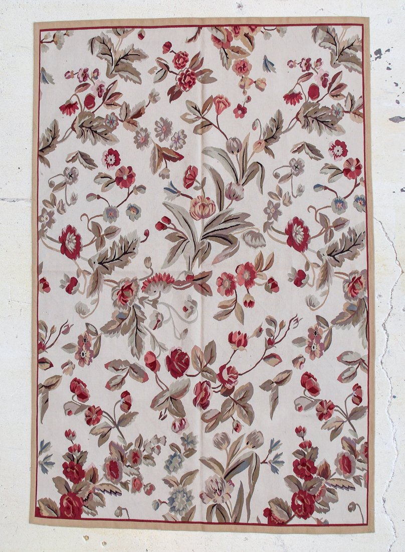 European Style Aubusson Carpet: 6' x 9': European Style Aubusson Carpet, wool. Size: 6' x 9'. Provenance: Michaelian & Kohlberg. Founded in 1921, Michaelian and Kohlberg has operated looms and designed carpets in virtually every traditional 