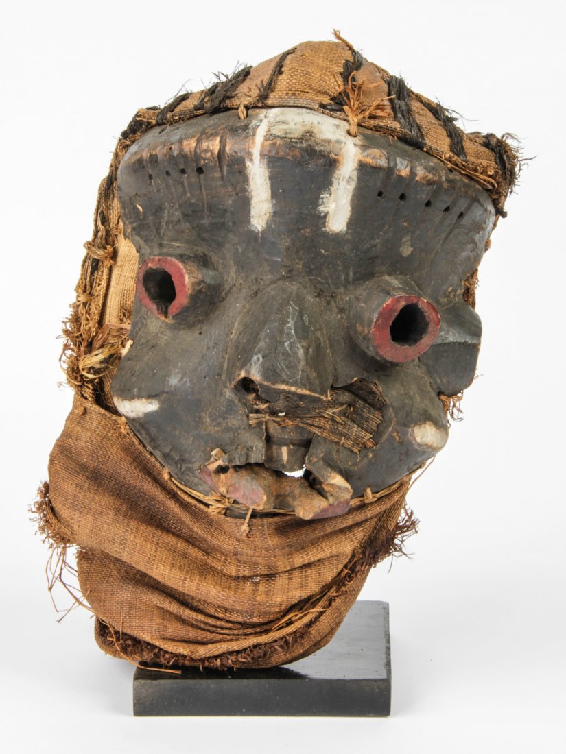 Pende Mask: Pende Mask, Africa. Carved wood, fiber textile, and paint. Size: 10" x 9" x 5". Provenance: Private East Coast Collection.