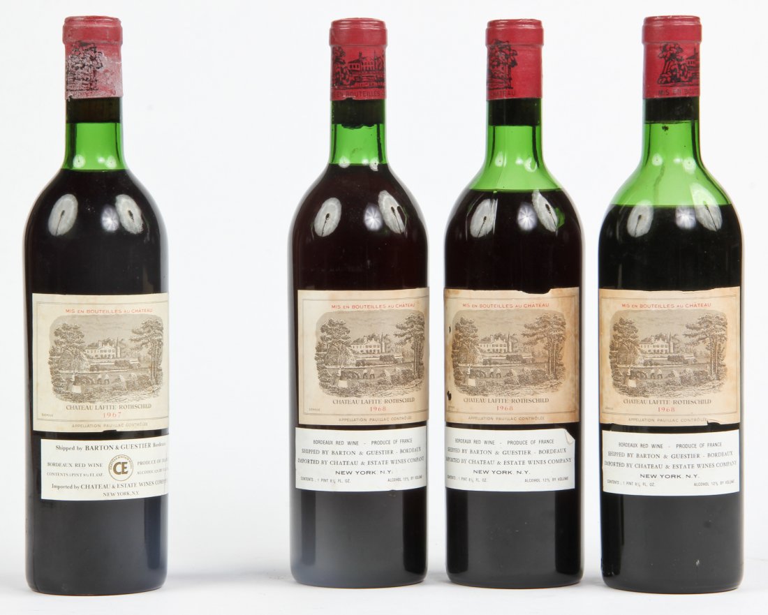 Estate Lot of 4 Chateau Lafite Rothschild Pauillac Wine: Estate Lot of 4 Chateau Lafite Rothschild Wine. Three Vintage 1968 and one 1967.