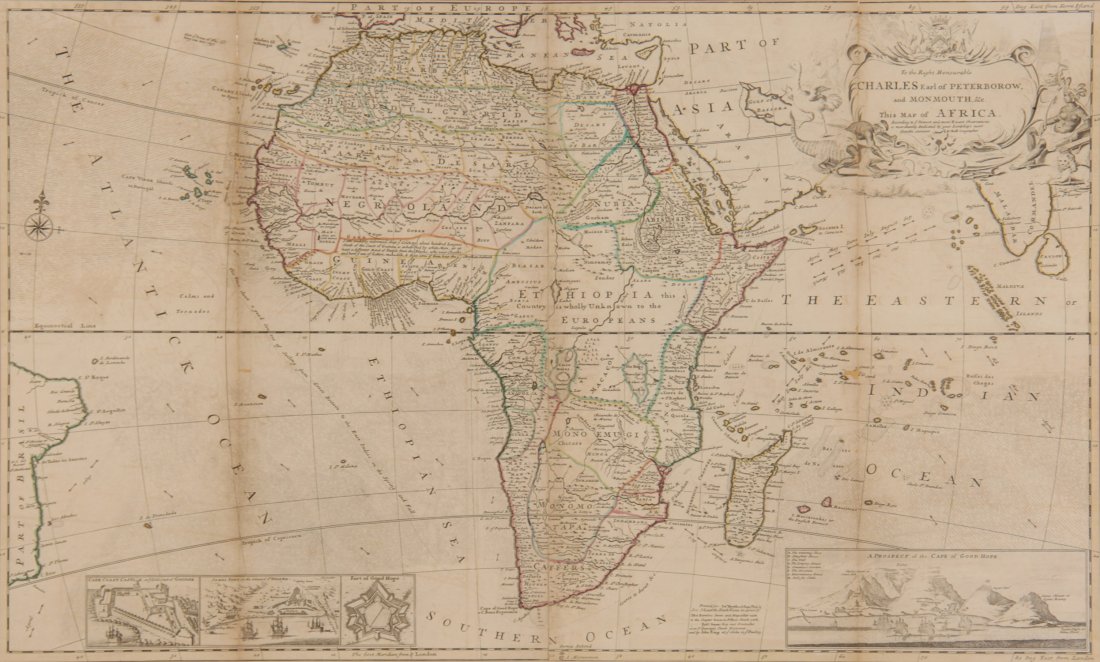 Antique Map of Africa: Antique Map of Africa. London. Dedicated to Charles, Earl of Peterborow.