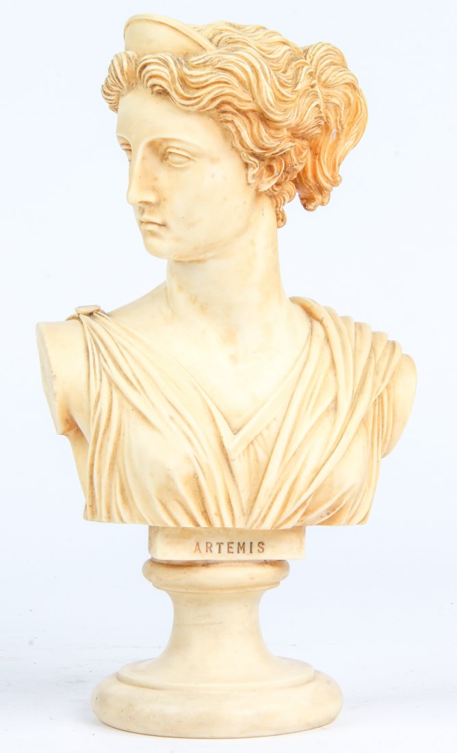 Vintage Alabaster Bust of Artemis: Vintage Alabaster Bust of Artemis. Size: 13" x 7" x 5",