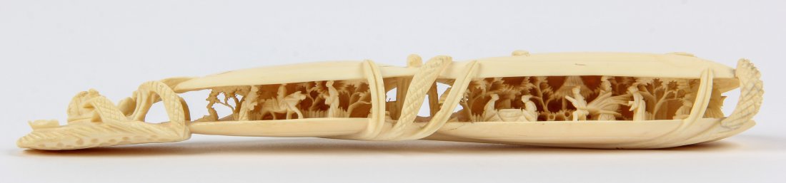Antique Asian Ivory Diorama: Antique Asian Ivory Diorama. Size: 2" x 9" x 1" (5 x 23 x 3 cm). Provenance: Chicago estate.