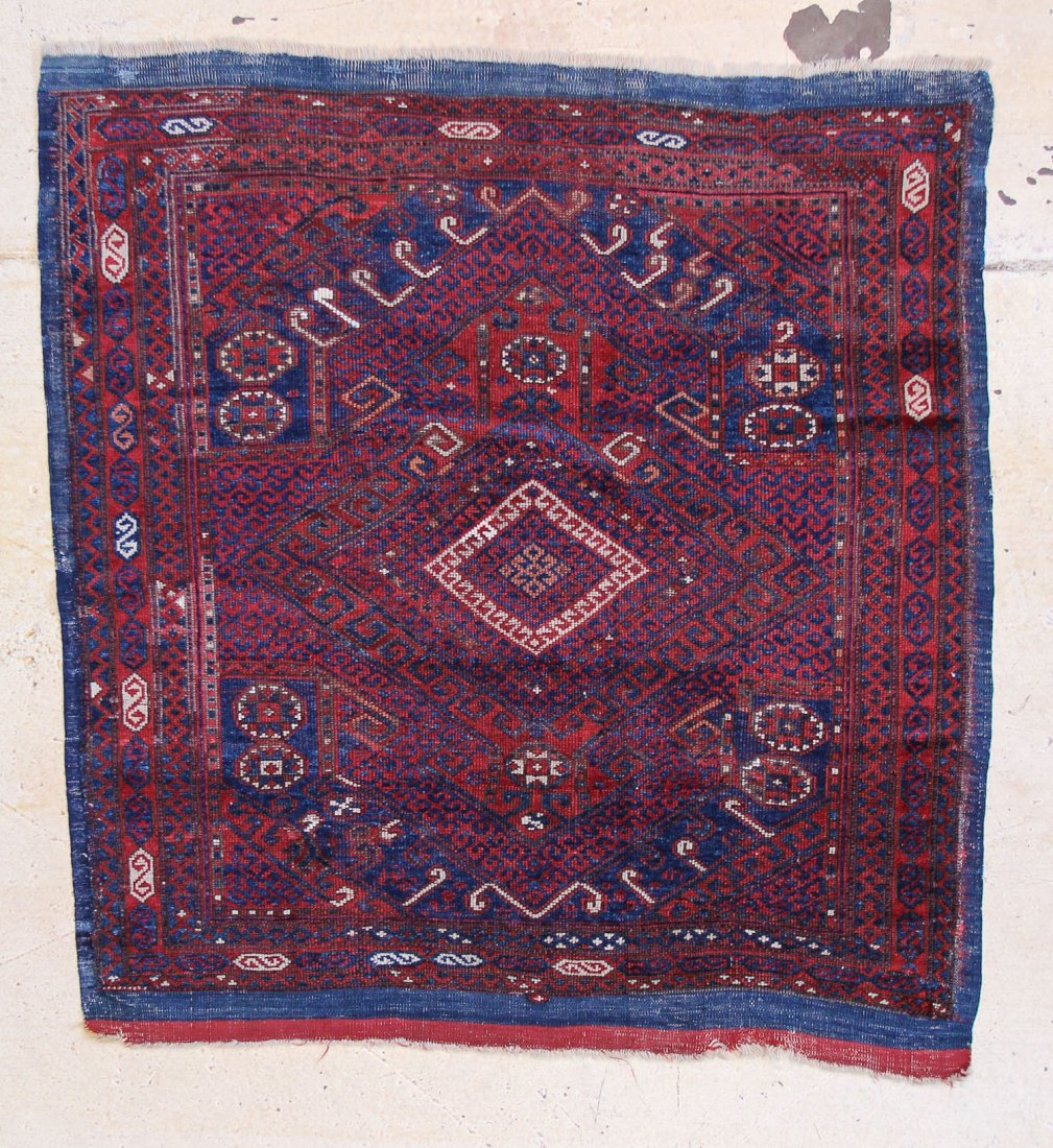 West Anatolian Yuncu Rug: West Anatolian Yuncu Rug, Turkey, 19th c, minor repairs, original kilim ends. Size: 4'6" x 4'10" (137 x 147 cm).