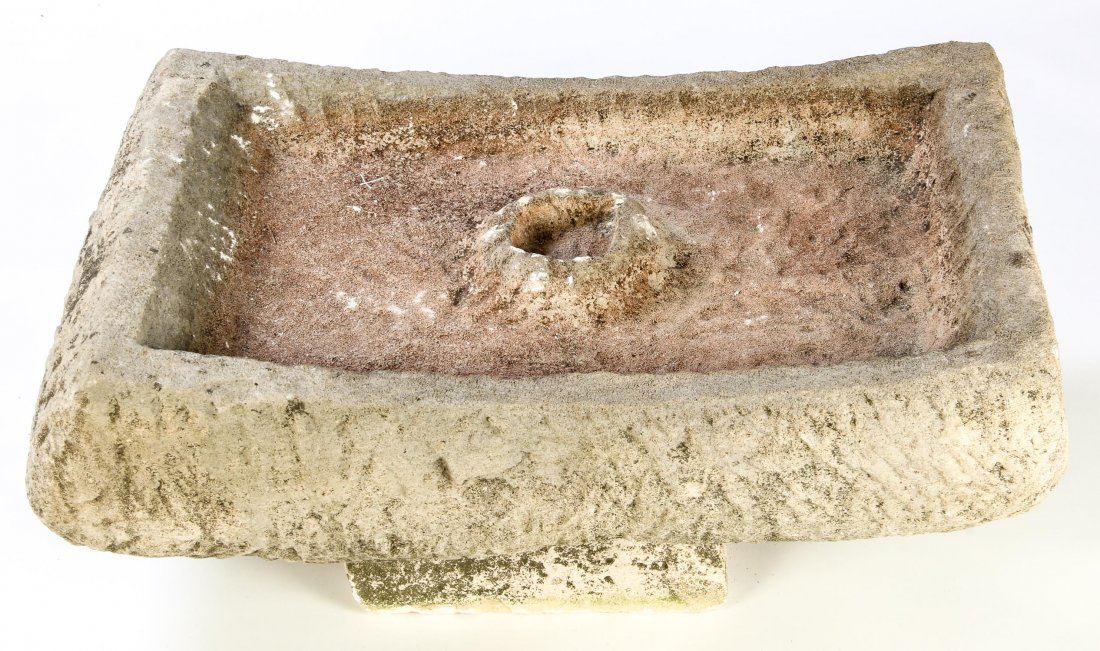 William Edmondson (USA, c. 1884-1951): William Edmondson (USA, c. 1884-1951) limestone bird bath sculpture. Size: 13" x 29.5" x 16.5". Provenance: purchased directly from the artist during the 1940s by the architect Howard Chandler Jordan