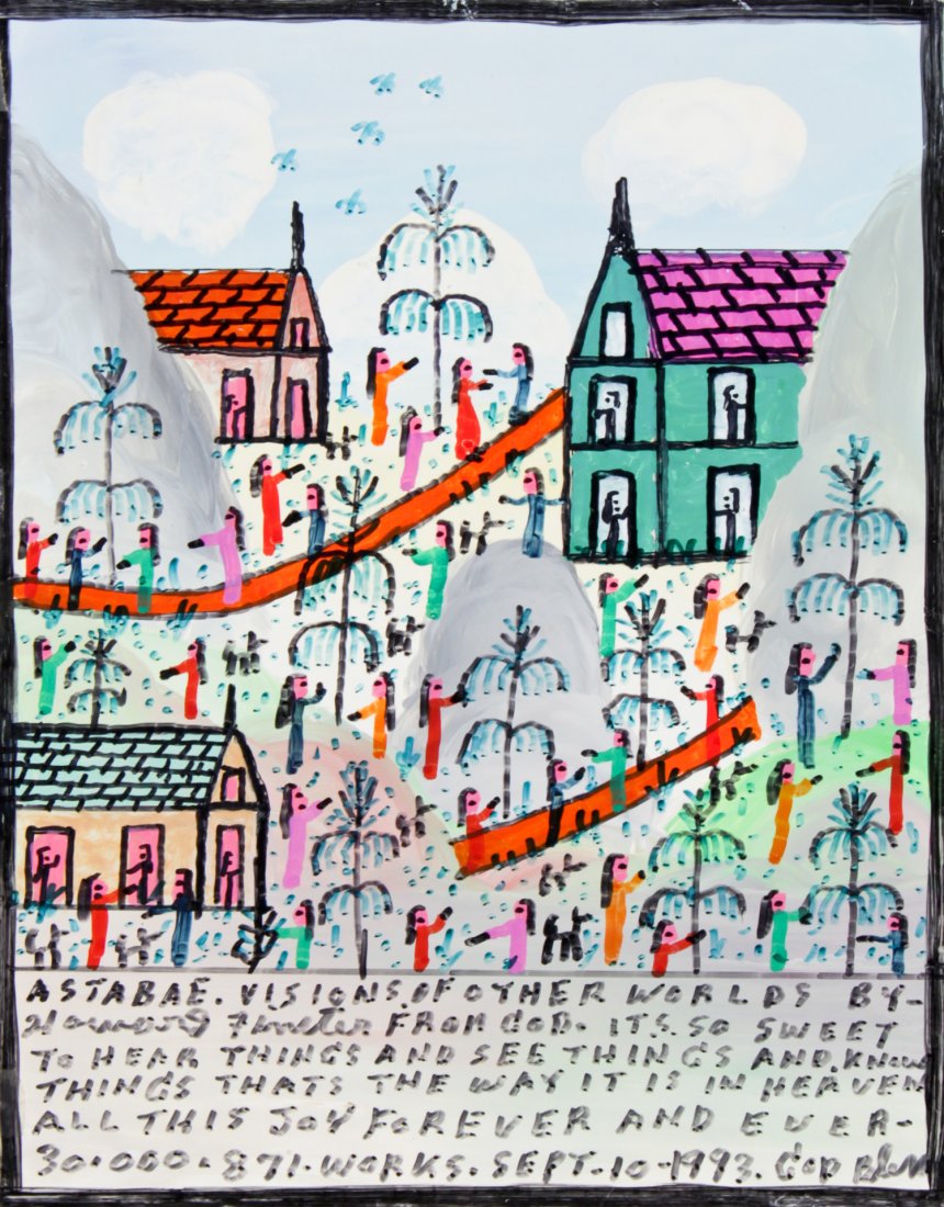 Howard Finster (USA, 1916-2001), Untitled: Howard Finster (American, 1916-2001), Untitled, mixed media on board. Signed, dated and numbered. #30,871. Date: September 10, 1993. Size: 9" x 7" (board). Howard Finster (1916-2001) may be one of the