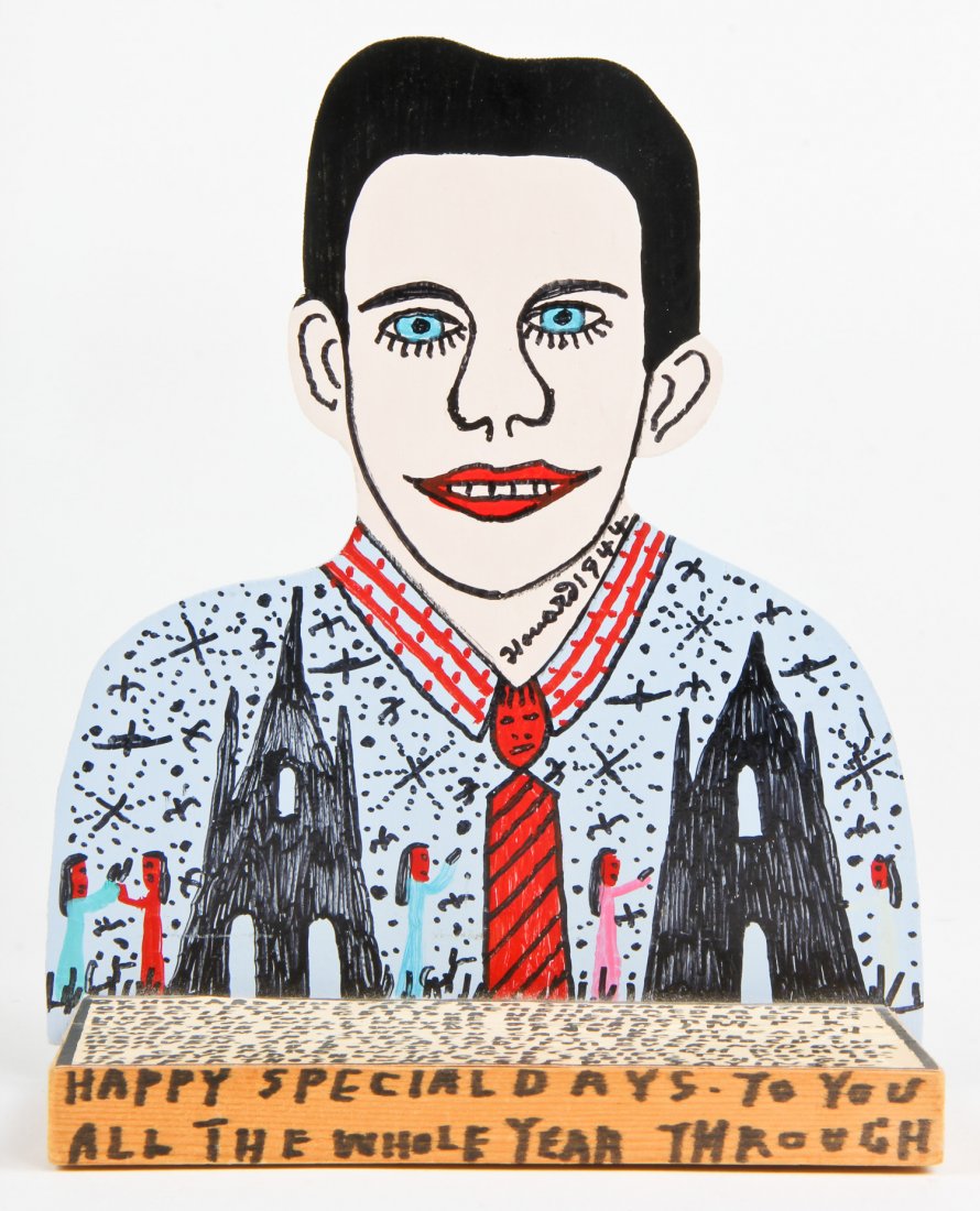 Howard Finster (USA, 1916-2001), "Cut Out Howard": Howard Finster (American, 1916-2001), "Cut Out Howard", 1944. Paint on cutout board. Signed, dated and numbered. #29,369. Date: May 18, 1993. Size: 9.5" x 7" x 4". Howard Finster (1916-2001) may be on