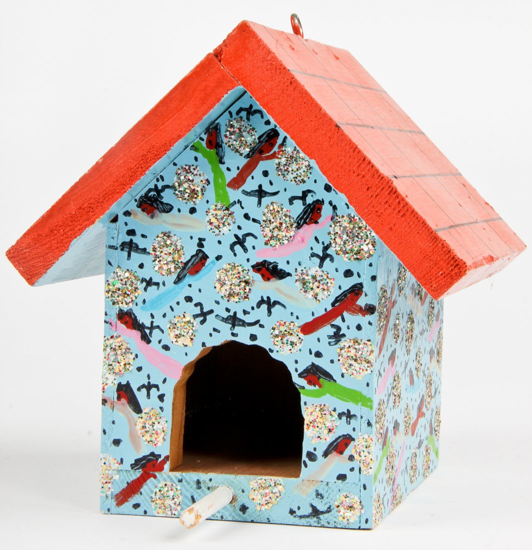 Howard Finster (USA, 1916-2001), Bird House: Howard Finster (American, 1916-2001), Bird House. Signed, dated and numbered. #29,563. Date: May 2, 1993. Size: 9" x 8" x 9". Howard Finster (1916-2001) may be one of the best known American self-taug