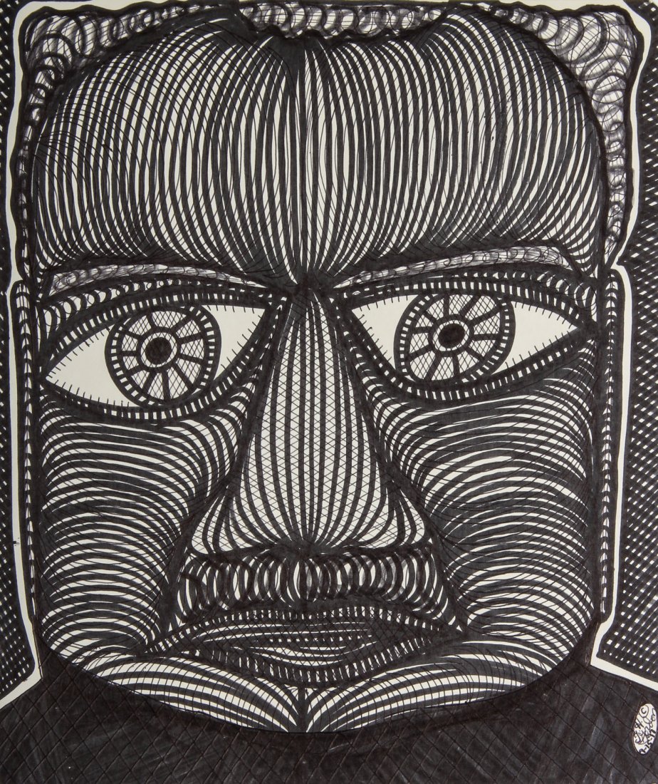 Ted Gordon (USA, b.1924), Drawing: Ted Gordon (USA, b.1924), "Dusky Image", 1997, Ink on paperboard, signed and dated. Size: 14" x 11.75".