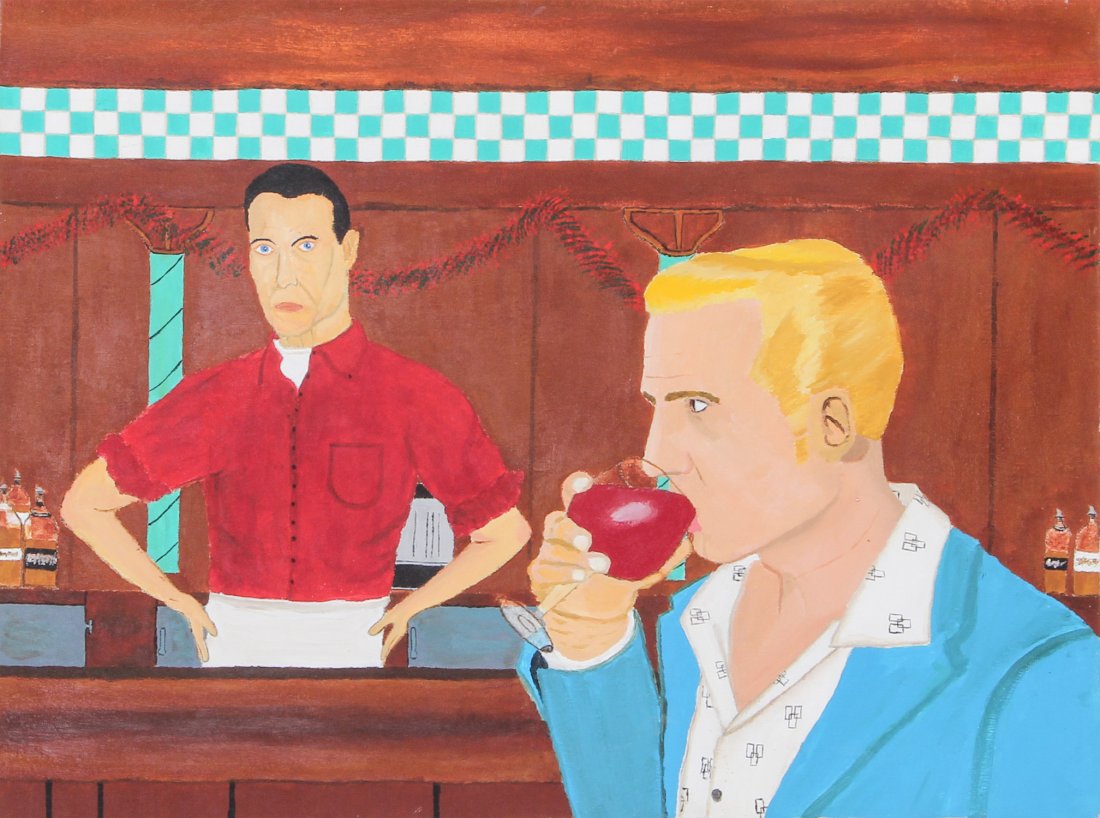 Harry Powell (USA, 20th c.), "Bar Scene": Harry Powell (USA, 20th c.), "Bar Scene", oil on canvas. Size: 18" x 24" , 46 x 61 cm (stretcher).