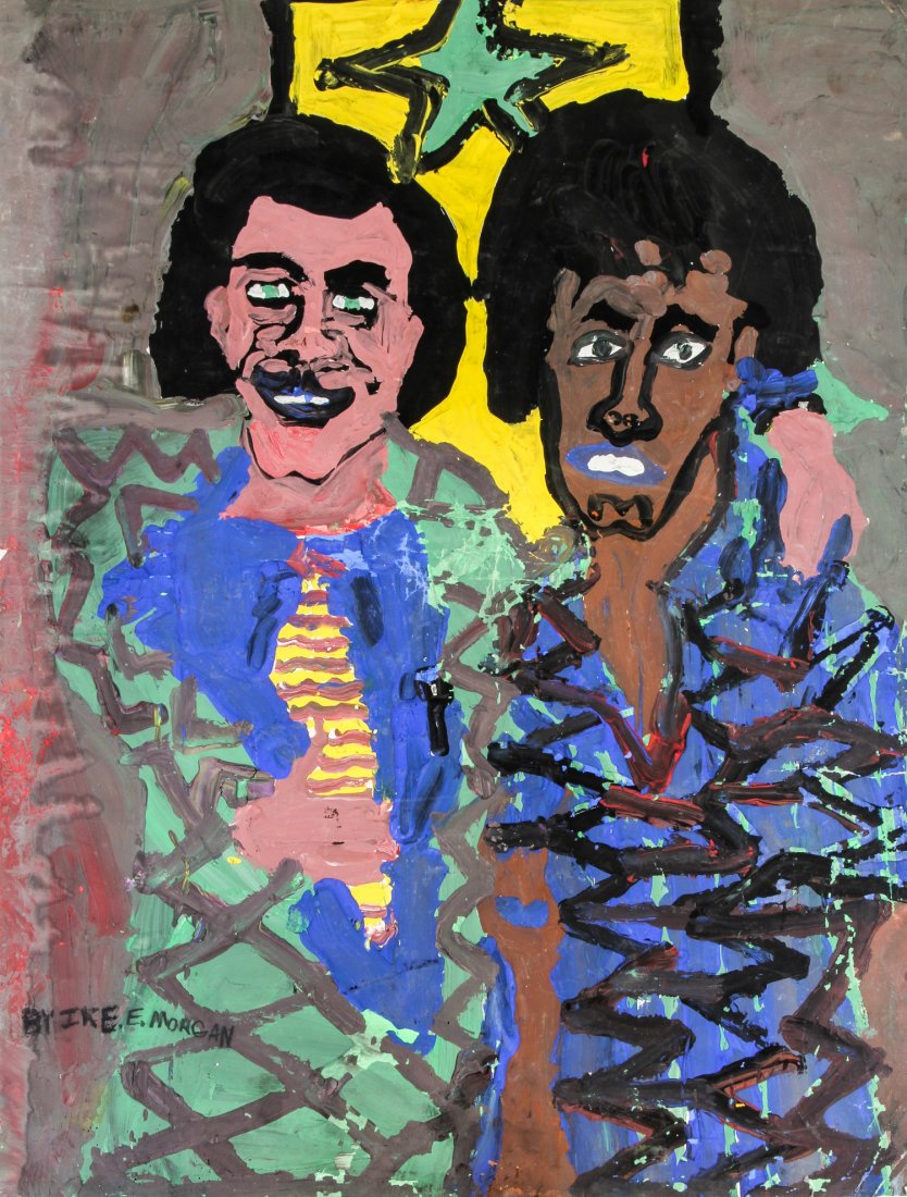 Ike Morgan (USA, b. 1958), â€œThree Starsâ€: Ike Morgan (USA, b. 1958), â€œThree Starsâ€, Paint on paper, signed. Size: 23.5" x 18" (sheet).