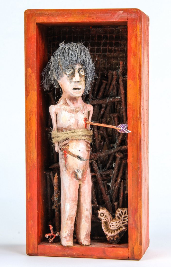 J.P. Peters, "Memories of Brazil": J.P. Peters, "Memories of Brazil", 1990. St. Sebastian Diorama. Size: 10" x 5" x 4.5". Provenance: Saint Joseph's University.