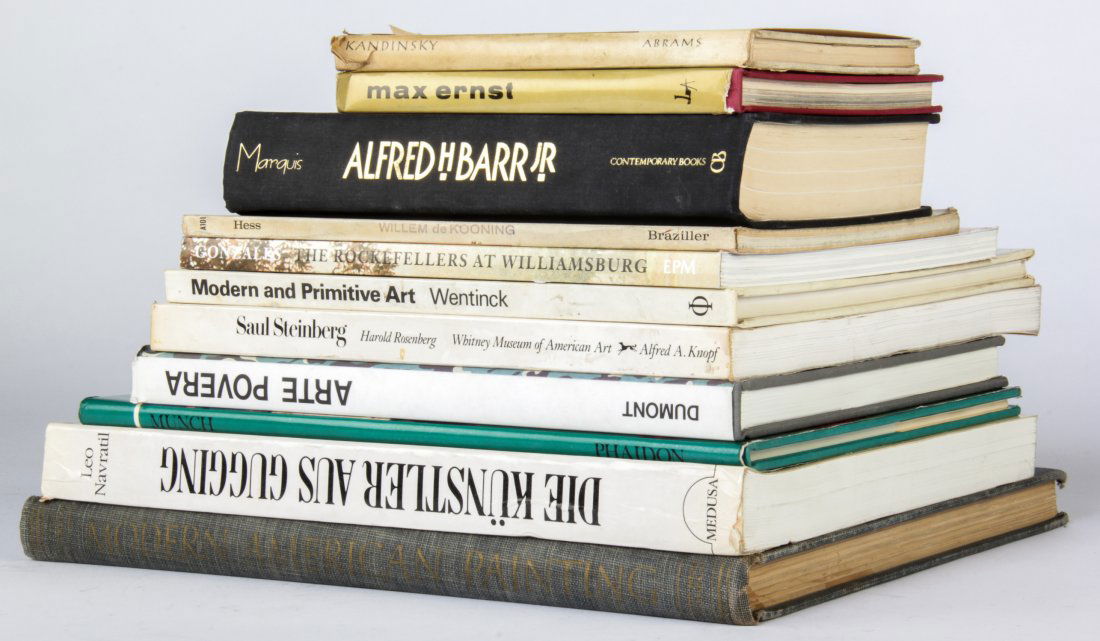 Collection of 11 Art Books Centered on Modern Art: Collection of 11 Art Books Centered on Modern Art. Titles include: Kandinsky, Max Ernst, Alfred H. Barr, Willem de Kooning, Modern and Primitive Art, Saul Steinberg, Arte Provera (Continental), Munch,