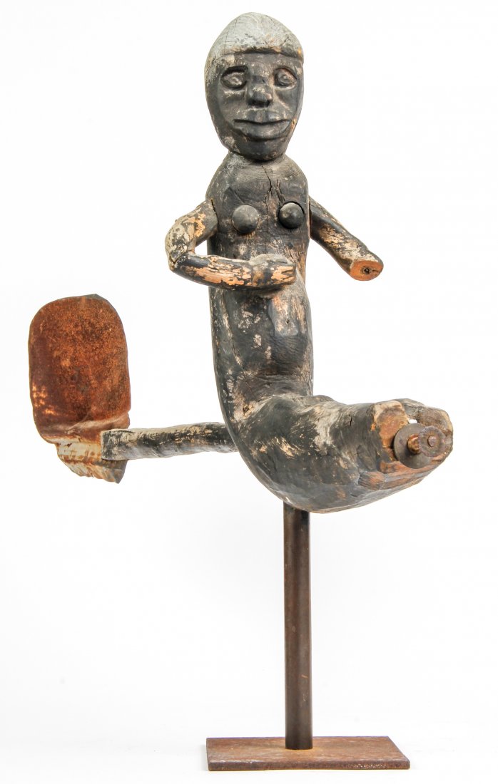 Carved Wood Whirligig (USA): Carved Wood Whirligig (USA), mid-century from East Tennessee. Size: 35" (length).