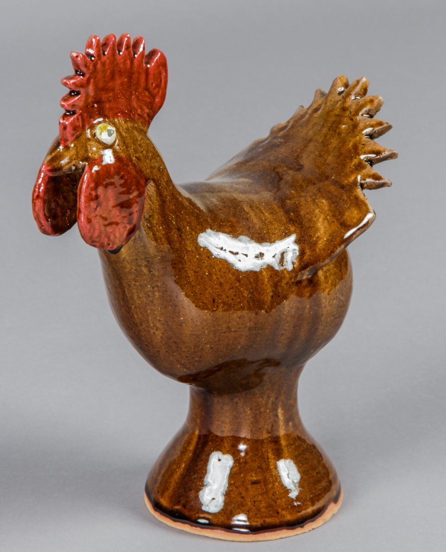 Reggie Meaders (USA), "Red Rooster": Reggie Meaders (USA), "Red Rooster", glazed ceramic, signed. Size: 14.5" x 11" x 6".