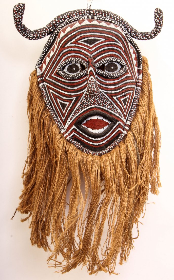 Ritual Dance Mask (Zimbabwe): Ritual Dance Mask (Zimbabwe), 20th c, beads, wood, fiber. Size: 12" x 12.5" x 9". Provenance: collection of Robert Lima.