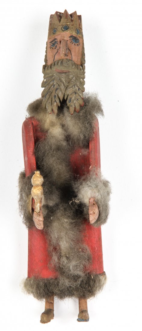 Polish Folk Art wood carving - Puppet: Anonymous, Puppet, Mid 20th c., Polish Folk Art wood carving. Size: 9" x 3" x 2" (23 x 8 x 5 cm). Typically during Christmas time, this puppet would have been included in a set carried from house to h