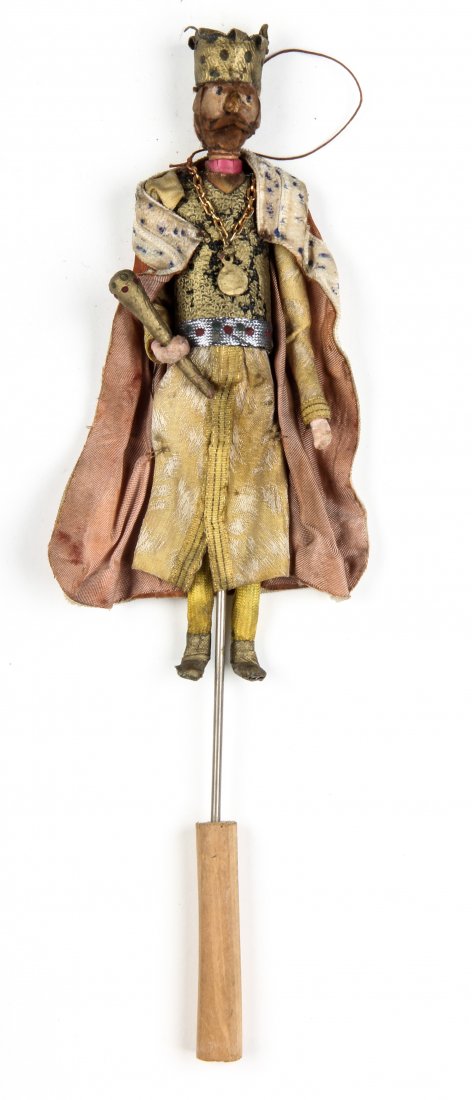 Polish Folk Art wood carving - Puppet: Anonymous, Puppet, Mid 20th c., Polish Folk Art wood carving. Size: 8" x 3" x 1" (20 x 8 x 3 cm). Typically during Christmas time, this puppet would have been included in a set carried from house to h