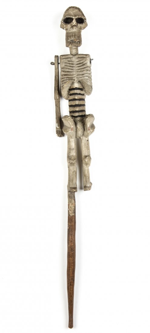Polish Folk Art wood carving - Puppet: Anonymous, Puppet, Mid 20th c., Polish Folk Art wood carving. Size: 11" x 3" x 1" (28 x 8 x 3 cm). Typically during Christmas time, this puppet would have been included in a set carried from house to 