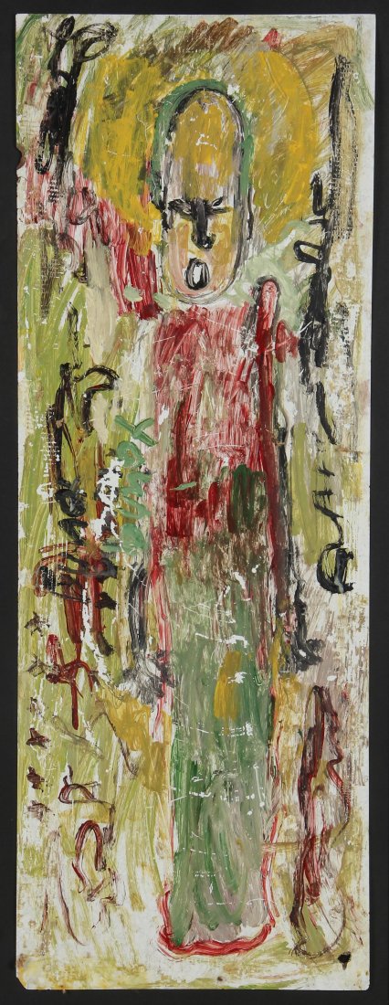 Purvis Young (USA, 1943-2010), Untitled: Purvis Young (USA, 1943-2010), Untitled, house paint on laminated masonite. Size: 48" x 17.5", 122 x 45 cm (masonite), 52.5" x 22" x 1", 134 x 56 x 3 cm (frame).