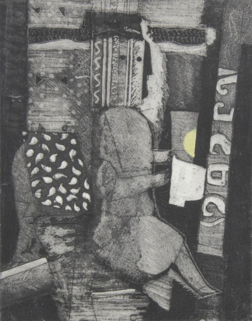 Max Papart Etching: Max Papart (French, 1911-1994), Untitled Etching with hand-coloring, signed and numbered EA. Size: 16" x 13", 41 x 33 cm (sheet); 11.75" x 8.75", 30 x 22 cm (plate).