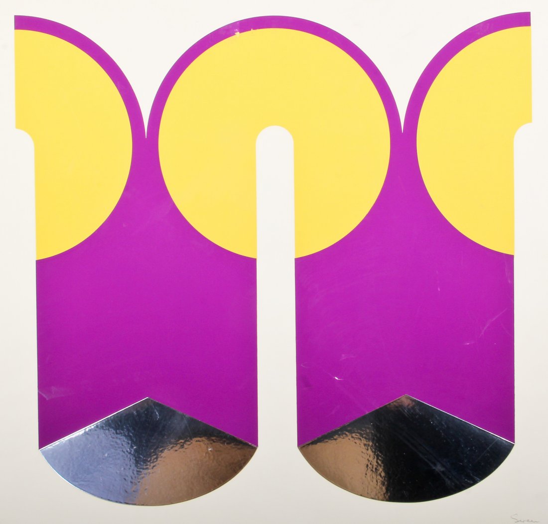 Gerald Laing Lithograph, Screen (Witness): Gerald Laing (British, 1936-2011), "Screen (Witness)", 1968, lithograph with foil , numbered 5 of 75. Provenance: The Prudential Insurance Company of America. Size: 29 x 23" (74 x 59 cm).