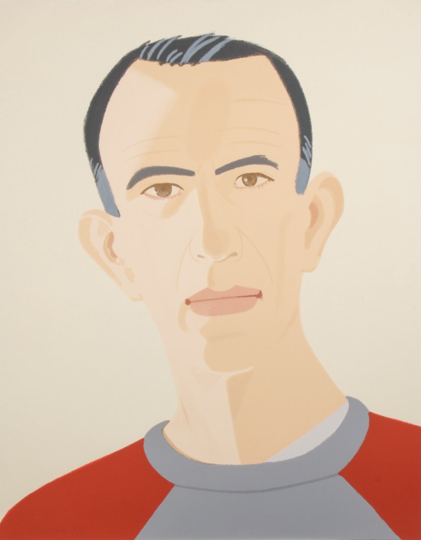 Alex Katz, Sweatshirt II: Alex Katz (American, b. 1927) "Sweatshirt II" (Self portrait); lithograph from Alex and Ada, the 1960s to the 1980s series, 1990, signed and numbered 94 of 150. Styria Studio, New York. Size: 36" x 28