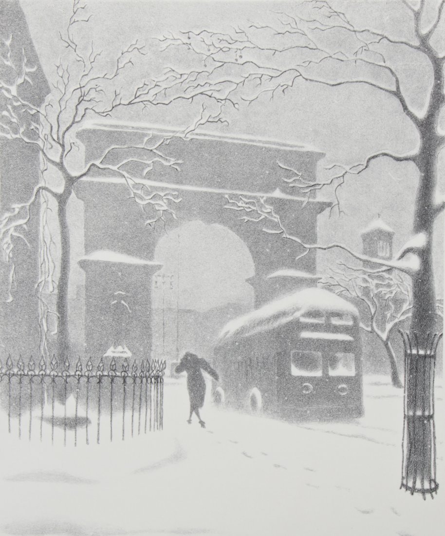 Ellison Hoover Washington Square, New York: Ellison Hoover (American, 1888-1955), Washington Square Arch - Frontal View (Manhattan, New York City), Lithograph on paper. Size: 12.75" x 9.5", 32 x 24 cm (image), 16" x 12", 40 x 31 cm (sheet).