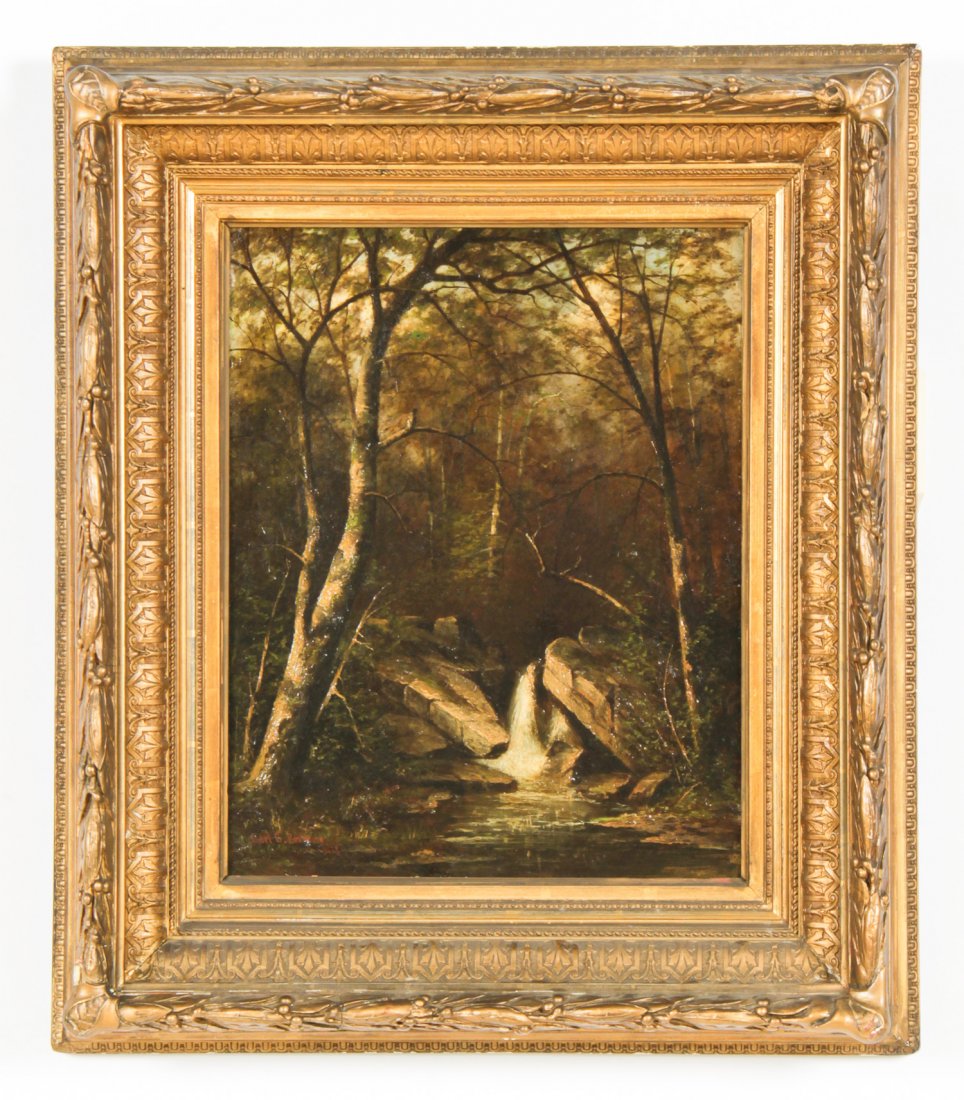 19th c. Hudson River School: Carl Christian Brenner (American, 1838-1888), Hudson River School Landscape. Size: 19" x 15" (48 x 38 cm).
