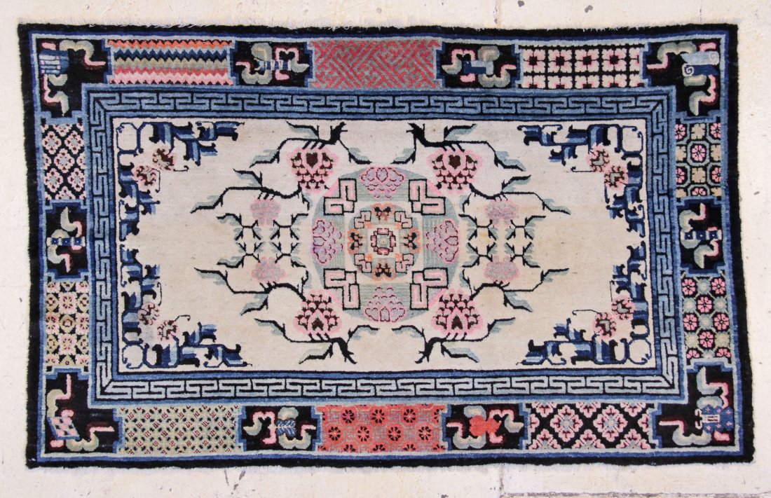 Chinese or Mongolian Rug: 4'3" x 6'4": Chinese or Mongolian Rug, Circa 1910. Good overall pile, lustrous wool. Size: 4'3" x 6'4", (130 x 193 cm). Provenance: Private Arizona Collection.