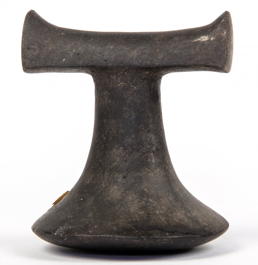 Antique Tahitian Basalt or Stone Poi Pounder: Antique Tahitian Basalt or Stone Poi Pounder. Society Islands, French Polynesia. Affixed paper labels in the French language, 19th C. Similar example seen in University of Pennsylvania collection .htt