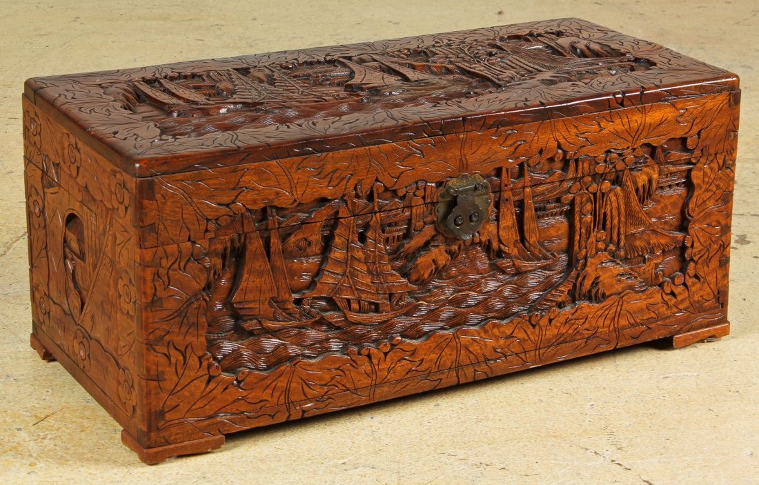 Asian Carved Wooden Chest