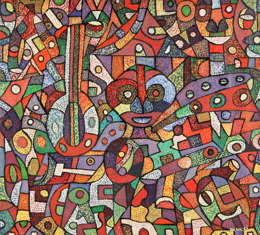 Emanuel Okuku (Playboy): Emanuel Okuku (Playboy), Untitled, Painting, 1984. Size: 31.5" x 35" (stretcher).