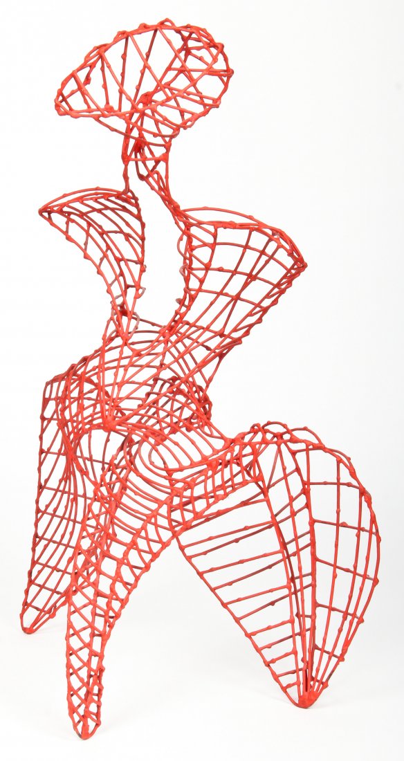 Jorge Rodriguez-Aguilar, Sculpture: Jorge Rodriguez-Aguilar (Columbian, b. 1960), "Nido De Cotorra", painted steel sculpture. Size: 29" x 19" x 13" (74 x 48 x 33 cm). Provenance: The Estate of Aaron Fine, Swarthmore, PA (Purchased from