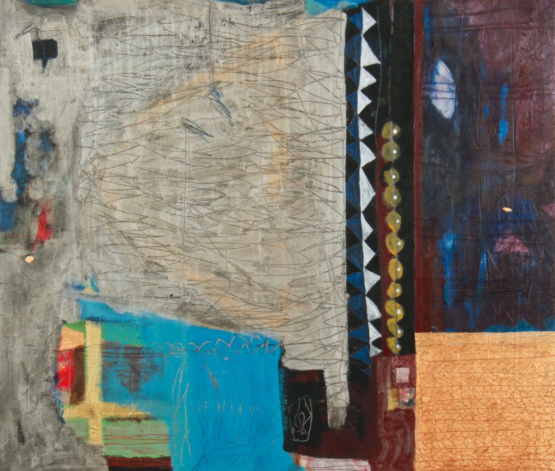 Lisa Sparling, Abstract Painting: Lisa Sparling (American, 20th c.), "Changing Structures III, Utrecht Blue", acrylic on board. Size: 24.75" x 28.75", 63 x 73 cm (frame), 24" x 28", 61 x 71 cm (board). Provenance: The Estate of Aaron 